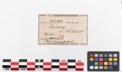 Etiketten zu Bronzebrillenfibel (NHMW-PRAE-023730)